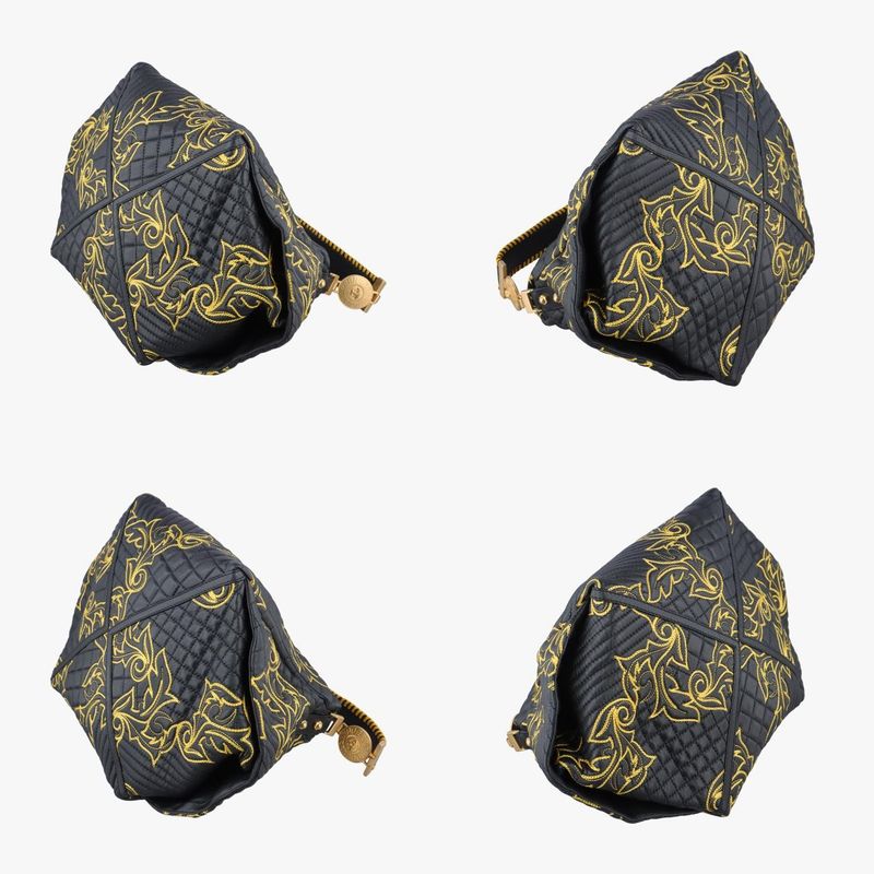 Versace (versace) Versace Barocco Floral Stitch Top Black X Yellow Leather