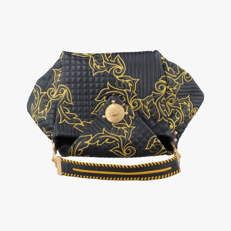 Versace (versace) Versace Barocco Floral Stitch Top Black X Yellow Leather