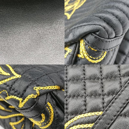 Versace (versace) Versace Barocco Floral Stitch Top Black X Yellow Leather