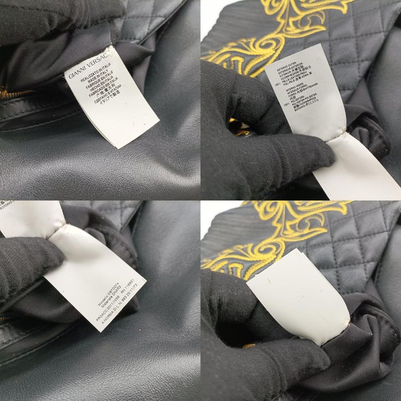 Versace (versace) Versace Barocco Floral Stitch Top Black X Yellow Leather