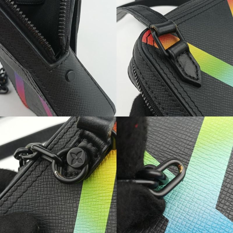 Louis Vuitton Danube Messenger Black X Multicolor Taiga M30332 Ca2179 IC Chip