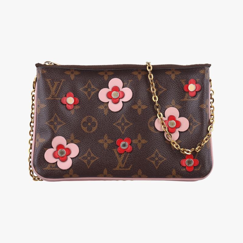 Louis Vuitton Pochette Double Zip Blooming Flower Monogram Brown X Multicolor