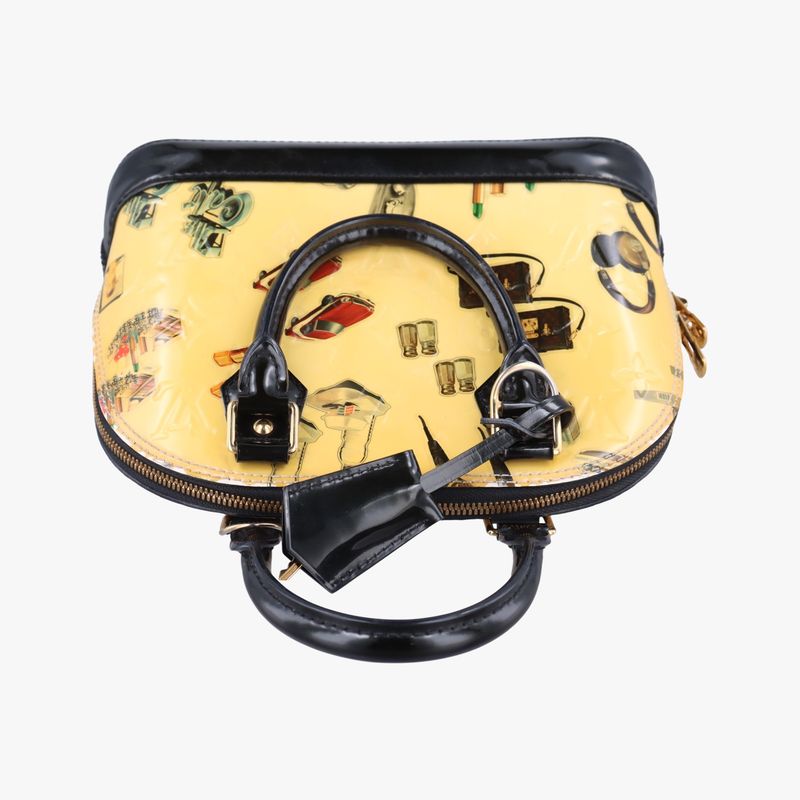 Louis Vuitton Stickers Alma BB Ivory X Black X Multicolor Vernis M50419 Sn1135