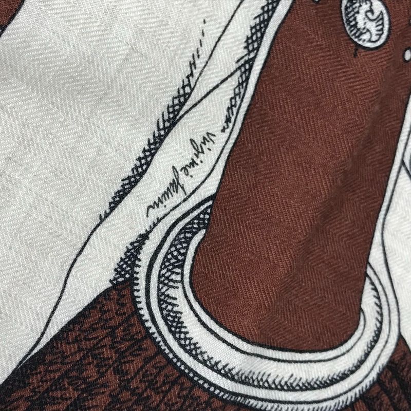 Hermes Scarf Carre Geant 140 Cashmere Brown