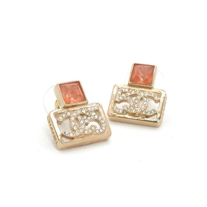 Chanel Earrings Earring Gold Coco Mark Logo N5 Rhinestone