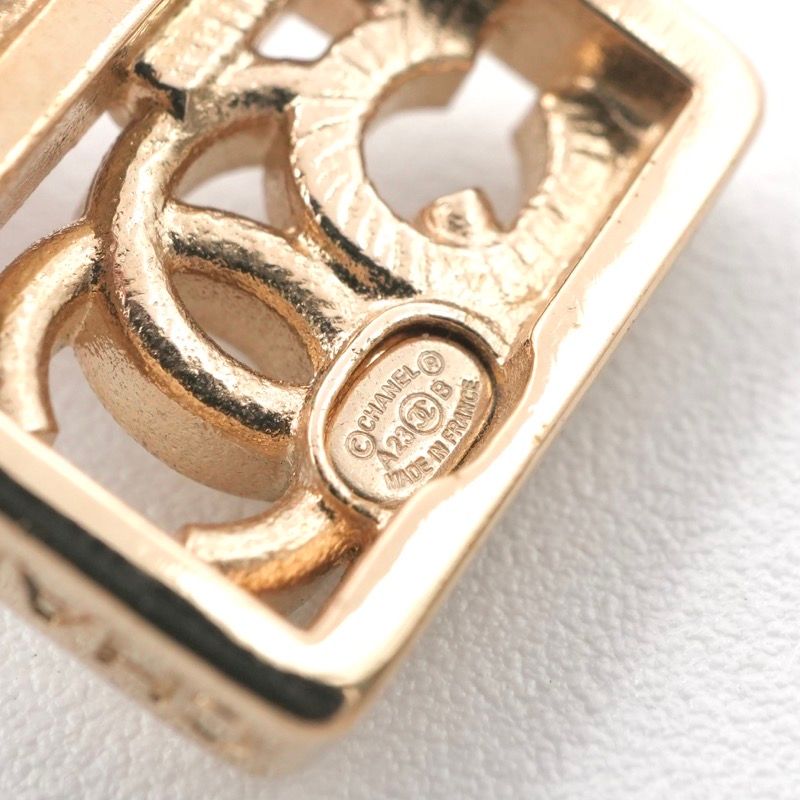 Chanel Earrings Earring Gold Coco Mark Logo N5 Rhinestone