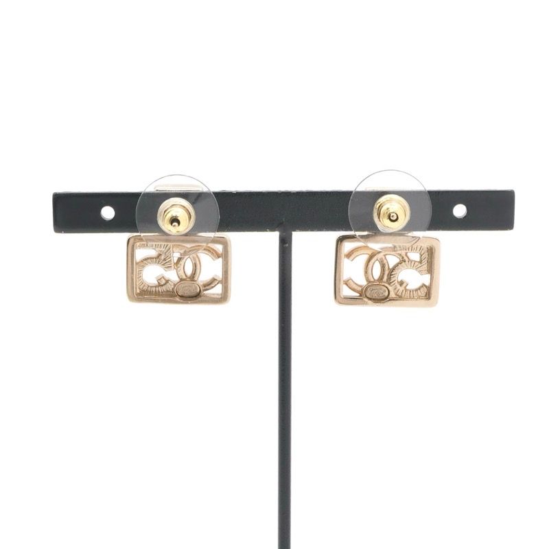 Chanel Earrings Earring Gold Coco Mark Logo N5 Rhinestone