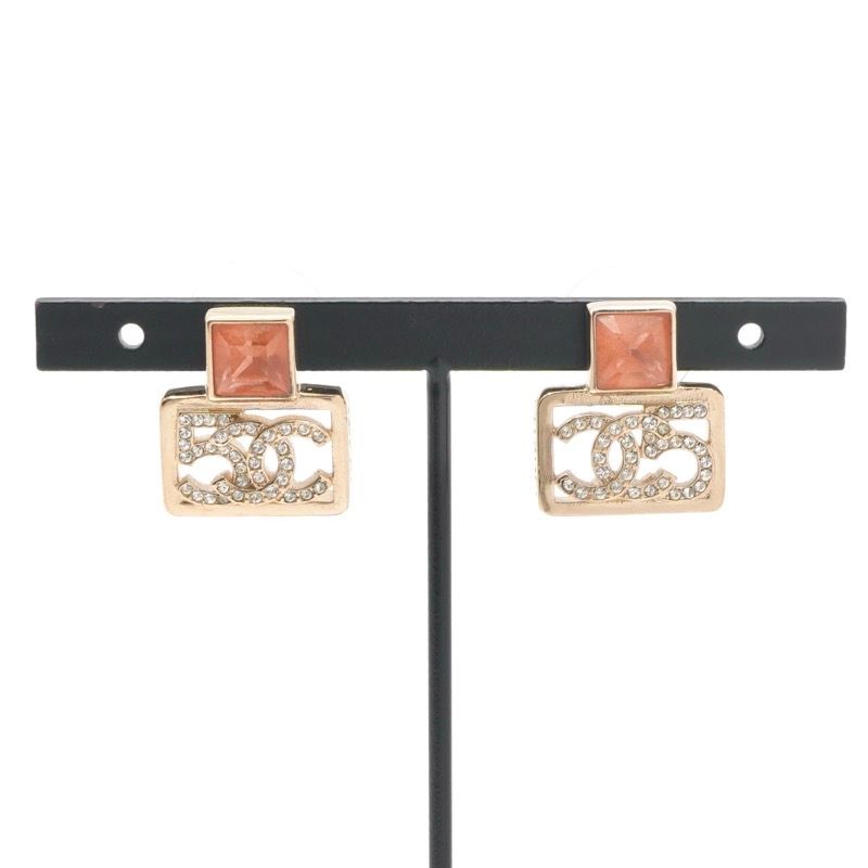 Chanel Earrings Earring Gold Coco Mark Logo N5 Rhinestone