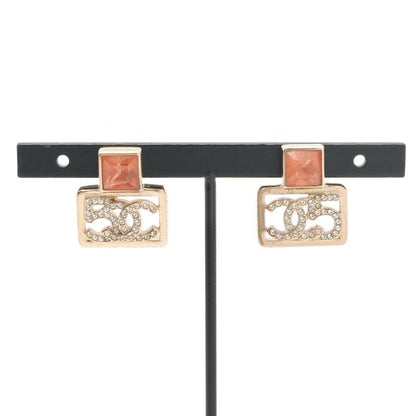 Chanel Earrings Earring Gold Coco Mark Logo N5 Rhinestone