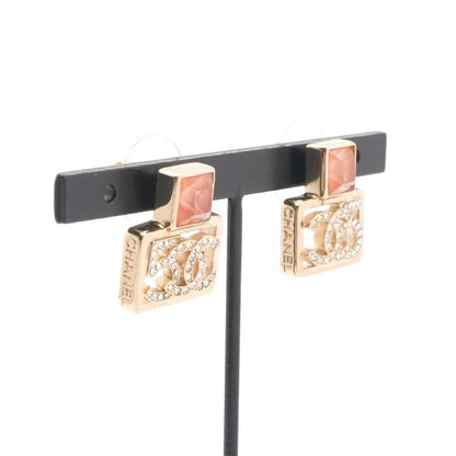 Chanel Earrings Earring Gold Coco Mark Logo N5 Rhinestone