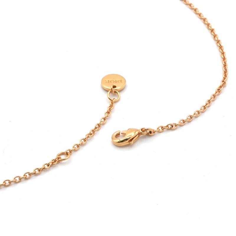 Christian Dior Clairdlune Necklace Pendant Choker Gold CD Logo Rhinestone