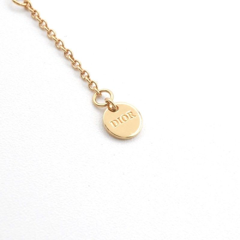 Christian Dior Clairdlune Necklace Pendant Choker Gold CD Logo Rhinestone