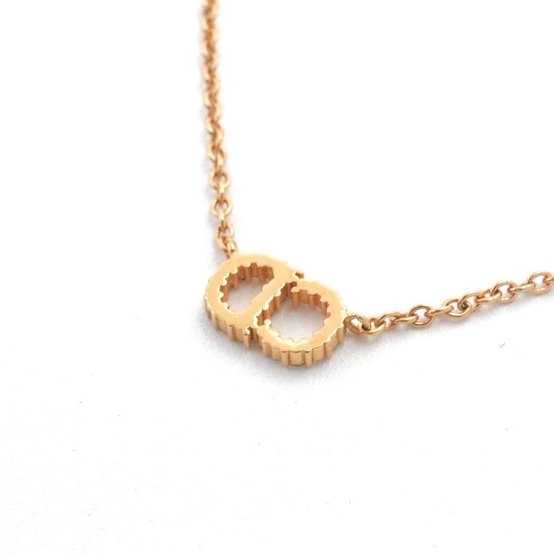 Christian Dior Clairdlune Necklace Pendant Choker Gold CD Logo Rhinestone