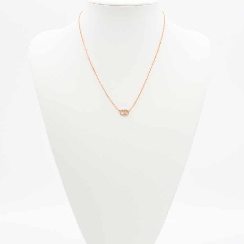 Christian Dior Clairdlune Necklace Pendant Choker Gold CD Logo Rhinestone