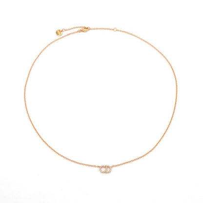 Christian Dior Clairdlune Necklace Pendant Choker Gold CD Logo Rhinestone