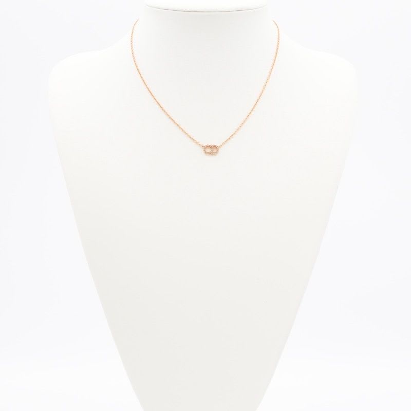 Christian Dior Clairdlune Necklace Pendant Choker Gold CD Logo Rhinestone