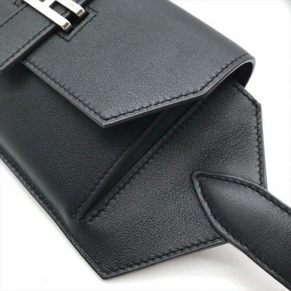 Hermes Elan Pocket Swift Waist Pouch Belt Bag Black Silver
