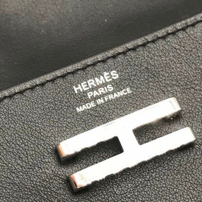 Hermes Elan Pocket Swift Waist Pouch Belt Bag Black Silver
