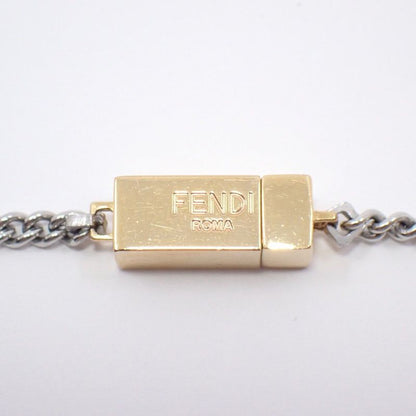 Fendi FF Logo Square Necklace Gold Color Silver [ioki