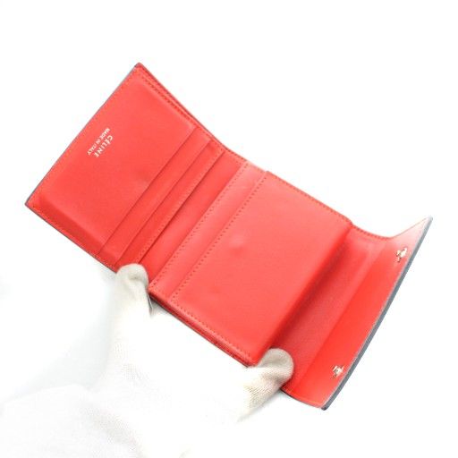 Celine Small Folded Multifunction Wallet Trifold Coin Purse Leather Beige An13