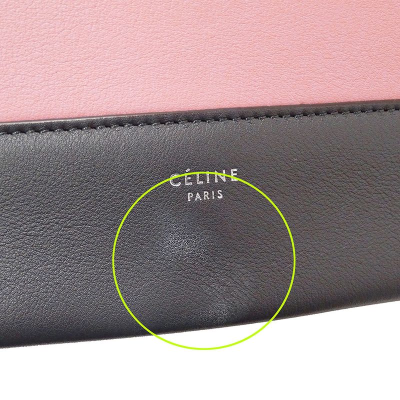 Celine Bag Shoulder Leather Frame Medium Pink Charcoal