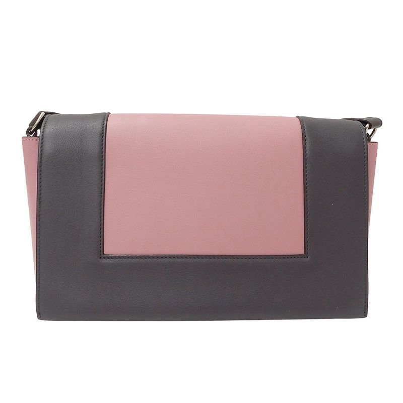 Celine Bag Shoulder Leather Frame Medium Pink Charcoal