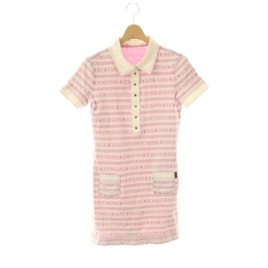 LOUIS VUITTON Polo Dress Short Sleeve Mini Cotton Pink White /NR • OS