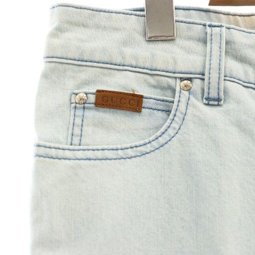 Gucci GG Stitch Denim Pants Jeans 40 Light Blue Df • OS