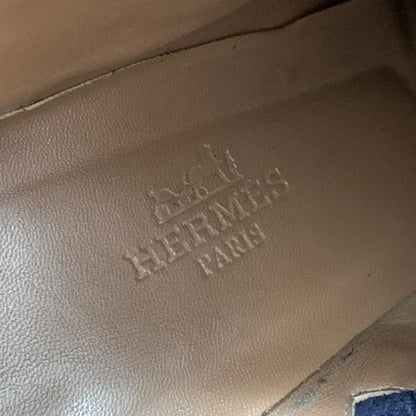 Hermes Boots Short Boots Shoes Suede Navy Silver Kelly Hardware