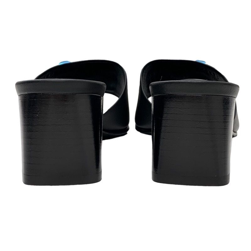 Hermes Dreamy Sandals Shoes Leather Black Silver Unused Mule Corriedo Chien