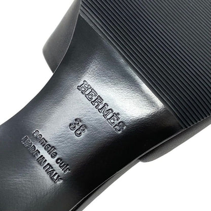 Hermes Dreamy Sandals Shoes Leather Black Silver Unused Mule Corriedo Chien