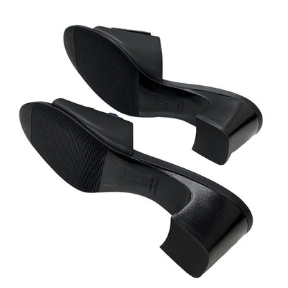 Hermes Dreamy Sandals Shoes Leather Black Silver Unused Mule Corriedo Chien