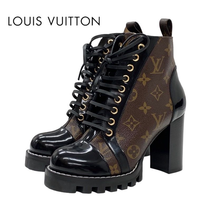 Louis Vuitton Star Trail Line Monogram Short Boots Ankle Boots Lace Up Leather
