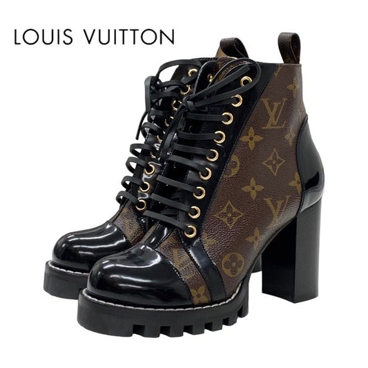Louis Vuitton Star Trail Line Monogram Short Boots Ankle Boots Lace Up Leather