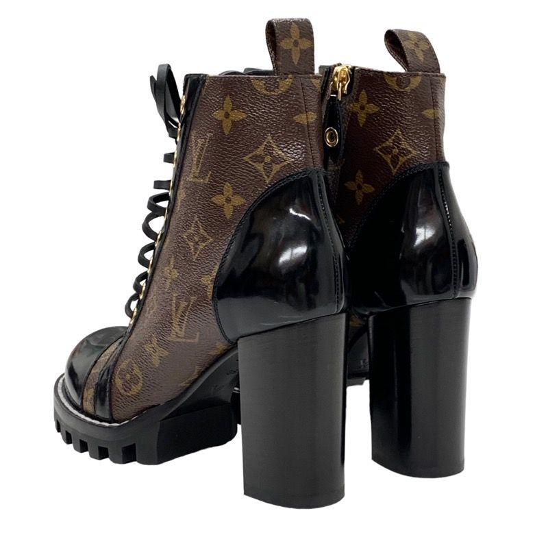 Louis Vuitton Star Trail Line Monogram Short Boots Ankle Boots Lace Up Leather