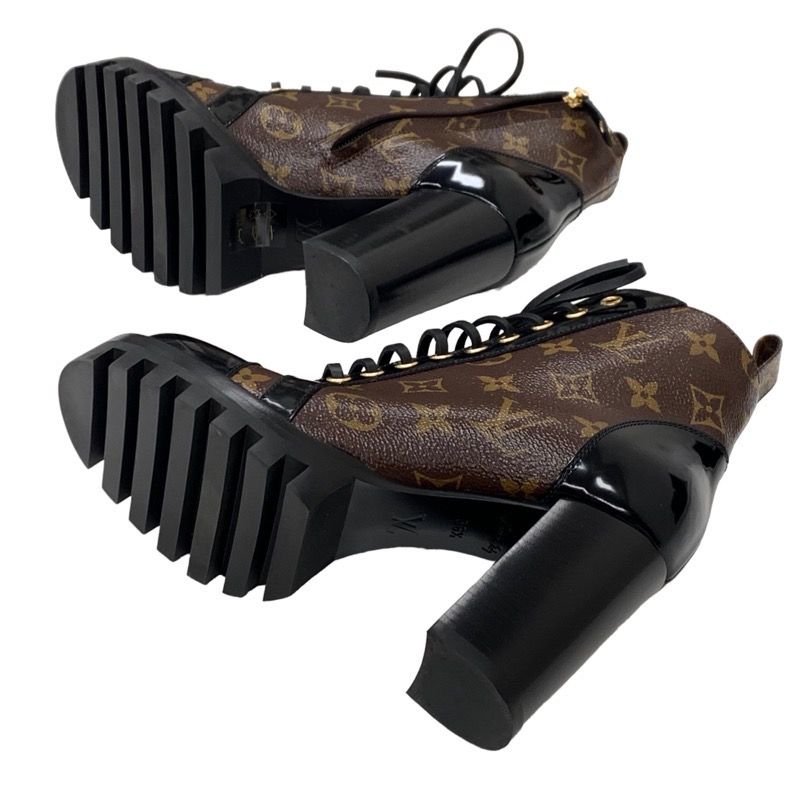 Louis Vuitton Star Trail Line Monogram Short Boots Ankle Boots Lace Up Leather
