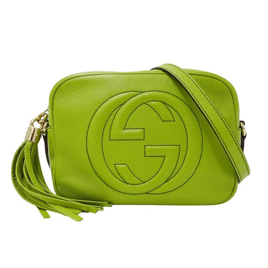 Gucci Bag Women's Brand Shoulder Bag Leather Soho Interlocking G Yellow Green