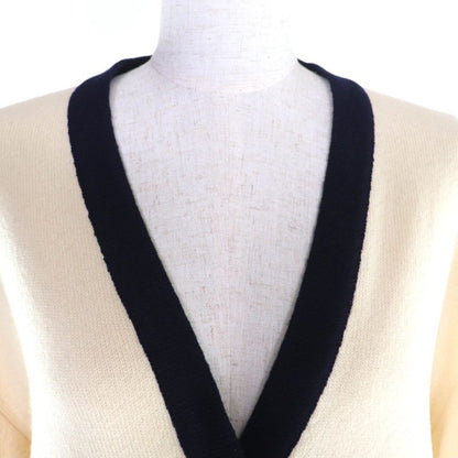 Chanel Vintage 100% Cashmere V-neck Long Sleeve Cardigan With Clover