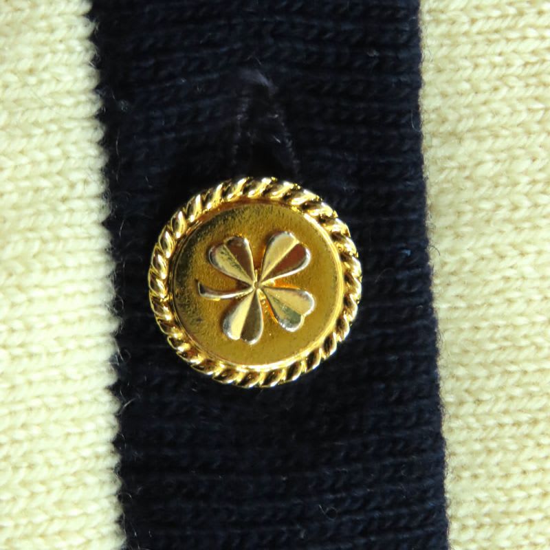 Chanel Vintage 100% Cashmere V-neck Long Sleeve Cardigan With Clover