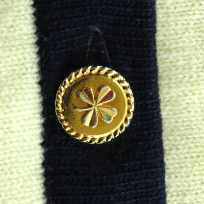 Chanel Vintage 100% Cashmere V-neck Long Sleeve Cardigan With Clover