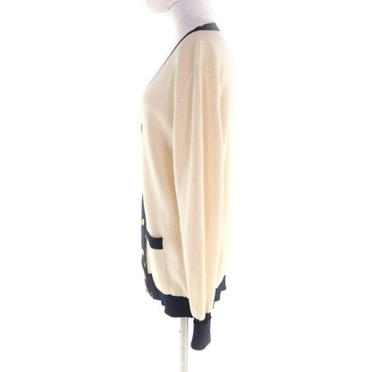 Chanel Vintage 100% Cashmere V-neck Long Sleeve Cardigan With Clover