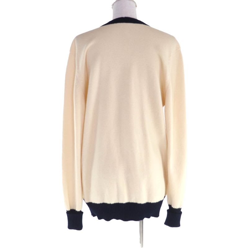 Chanel Vintage 100% Cashmere V-neck Long Sleeve Cardigan With Clover