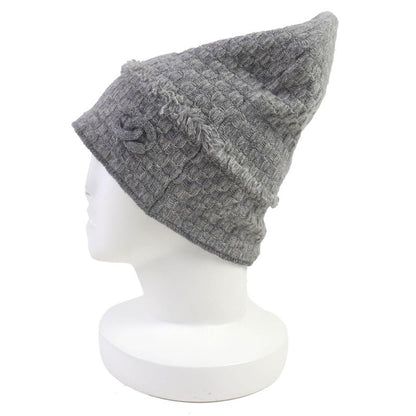 Chanel 16 B Cashmere Coco Mark Fringe Design Lame Thread Beanie Knit Cap