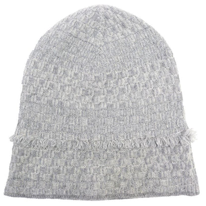 Chanel 16 B Cashmere Coco Mark Fringe Design Lame Thread Beanie Knit Cap