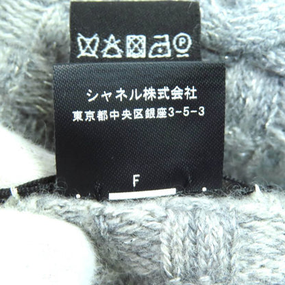 Chanel 16 B Cashmere Coco Mark Fringe Design Lame Thread Beanie Knit Cap