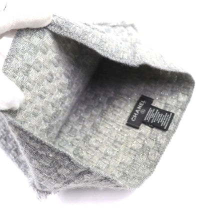 Chanel 16 B Cashmere Coco Mark Fringe Design Lame Thread Beanie Knit Cap