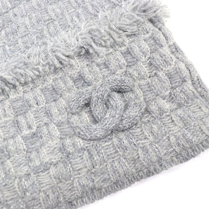 Chanel 16 B Cashmere Coco Mark Fringe Design Lame Thread Beanie Knit Cap