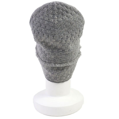 Chanel 16 B Cashmere Coco Mark Fringe Design Lame Thread Beanie Knit Cap