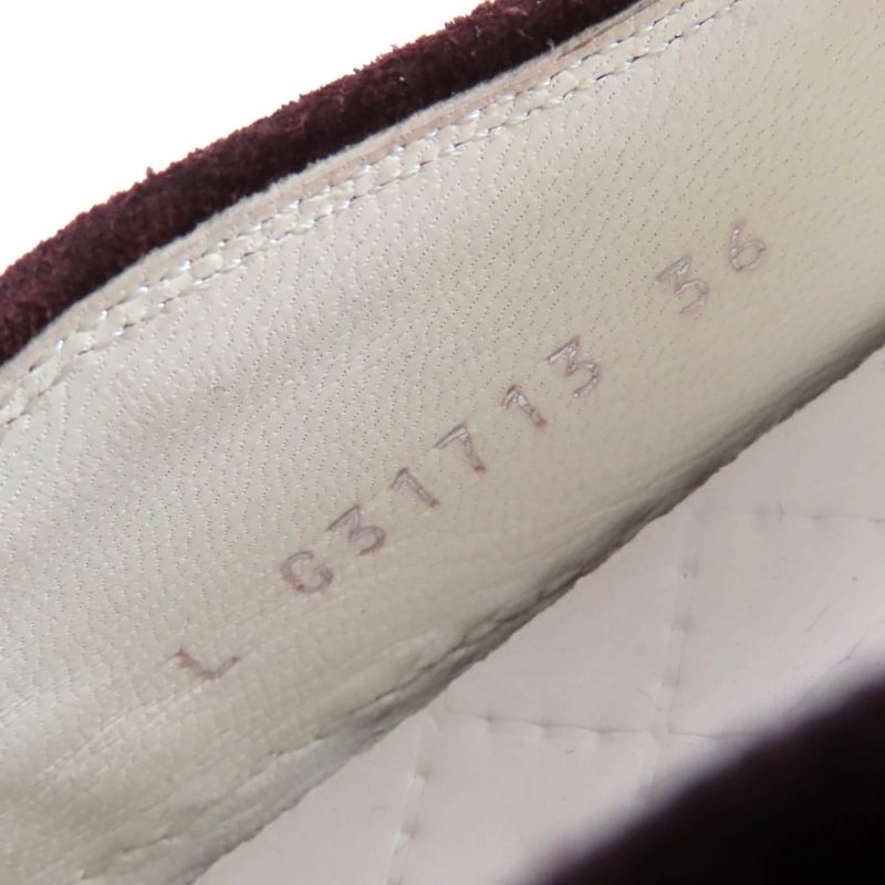 Chanel 16B G31713 Back Coco Mark Tweed Suede Leather Sneakers Slip-on Gray 36