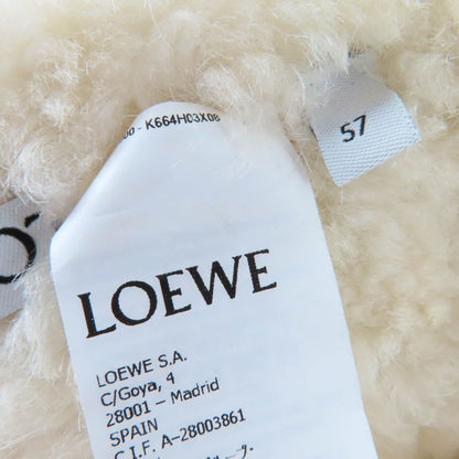 Loewe Logo Leather Shearling Bucket Hat Brown 57 Women's